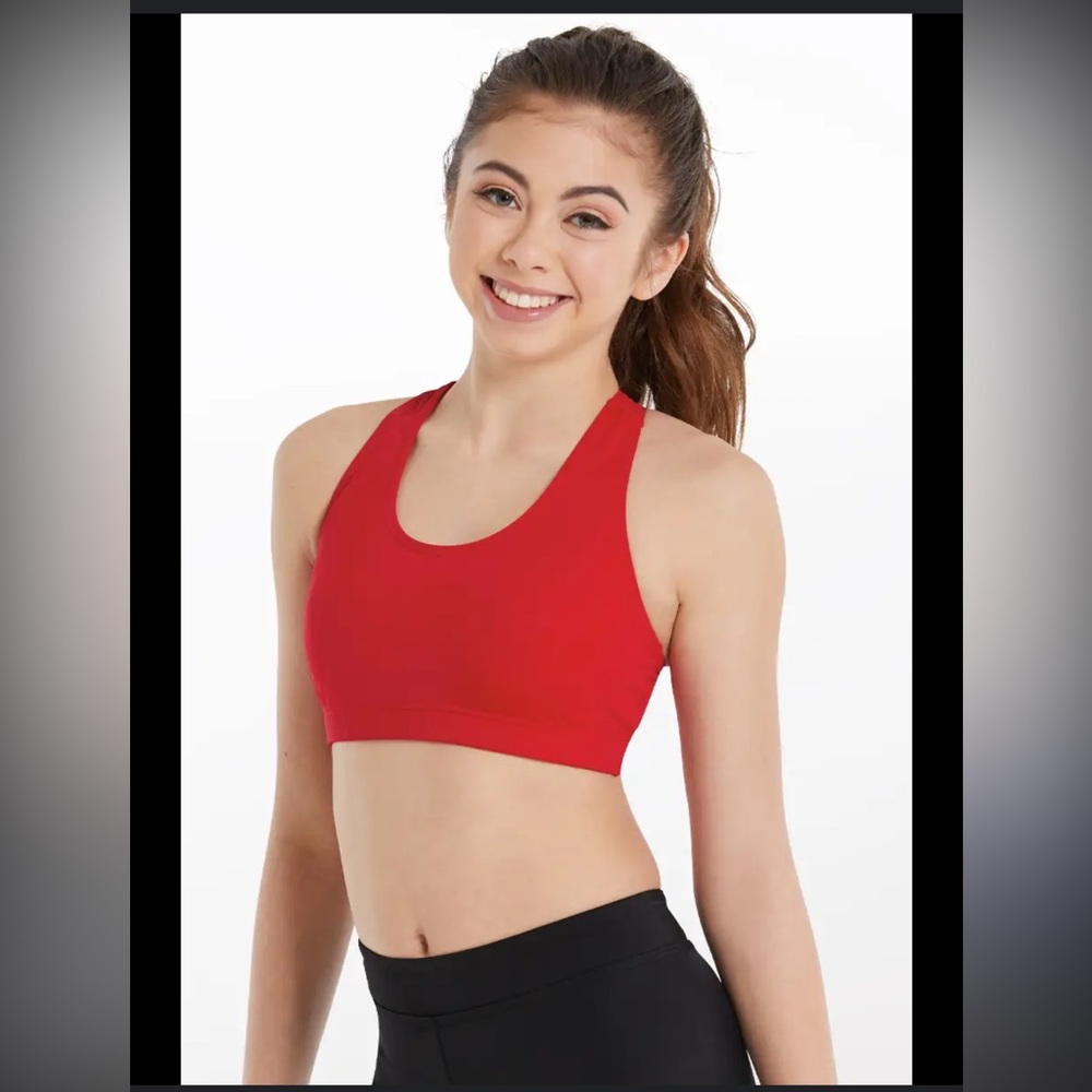 Weissman BEST SELLER - Girls Scoop Neck, Racer Back Red Sports Bra